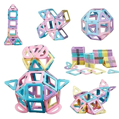 Afbeelding van Magblock 52 stuks magnetische bouwstenen, magnetische, STEM, educatief bouwspeelgoed voor kinderen, magneet, spel, cadeau kinderen van 3 jaar en jongens meisjes