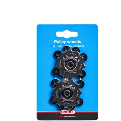 Afbeelding van Elvedes Derailleurwieltjes 2x11 tands met spacers BikeTotaal.nl Zwart