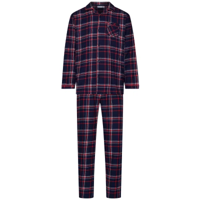 Afbeelding van Klassieke flanellen heren doorknooppyjama Pastunette Blauw Maat XL