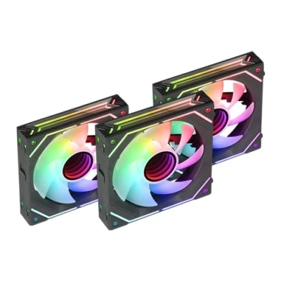 Afbeelding van Mars Gaming MF LINKFINITYKIT Zwart, Kit 3x 120mm PWM Modular Fans, LINKFINITY Connection System, Infinity Mirror ARGB 360 Verlichting en Controller, Ultra stille 12dB