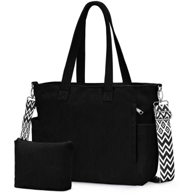 Afbeelding van Ibenzoa® Corduroy Dames Shopper en Crossbody Tas met Verstelbare Schouderriem voor Dagelijks Gebruik Reizen