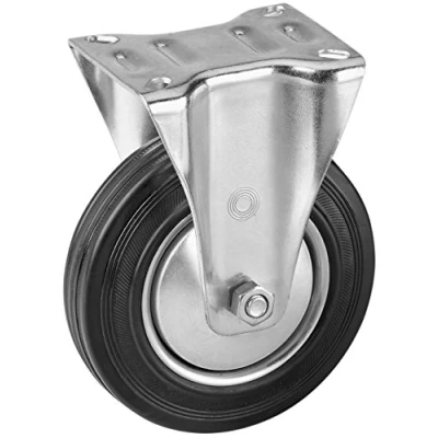 Afbeelding van Metafranc 800610 Bockroller Ø 140 mm 104 x 80 plaat massief rubberen wiel zacht loopvlak rollagers 115 kg draagkracht/transportrol/meubelrol/zware rol