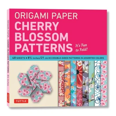 Afbeelding van Origami Paper Cherry Blossoms Patterns Large 8 1/4 /anglais: Tuttle Paper: Double Sided Sheets Printed with Different (Instructions for 5 Projects Included)