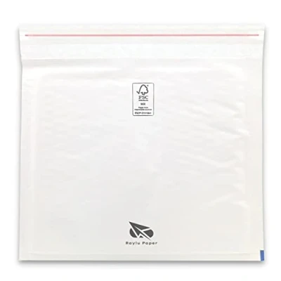 Afbeelding van Raylu Paper® Verpakking met 10 gevoerde enveloppen van kraftpapier hechtsluiting, gewatteerde voor verzending, wit, stuks (180 x 160 mm (CD))
