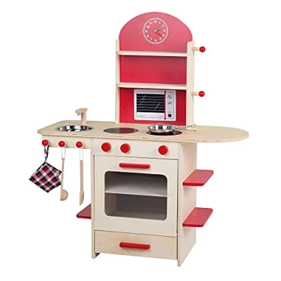 Afbeelding van Roba Speelgoedkeuken Junior 82 X 96 Cm Hout Rood 4 delig