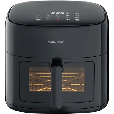 Afbeelding van Wartmann Airfryer Compact PFAS vrije Heteluchtfriteuse Met Kijkvenster 6 Liter 10 Programma&#039;s 1500 Watt Zwart