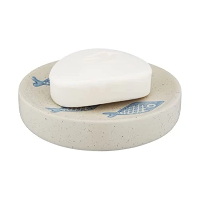 Afbeelding van WENKO zeepbakje Aquamarijn voor het opbergen van handzeep, keramiek, beige, 12 x 3 cm