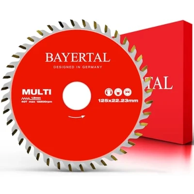 Afbeelding van Bayertal® Zaagblad 125 x 22,23 mm, multimateriaal voor hout, aluminium en kunststof, 40 tanden, Ø doorslijpschijf fijne snede, HM snijvlakken, ideaal nauwkeurige sneden,