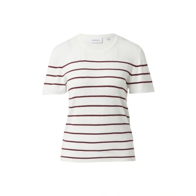 Afbeelding van comma casual identity Trui wijnrood / wit