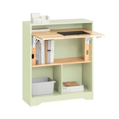 Afbeelding van SoBuy Opvouwbaar bureau, opklapbare computertafel, bureautafel, klein bureau met legplanken, werktafel, 70 x 57 85 cm FWT104 GR
