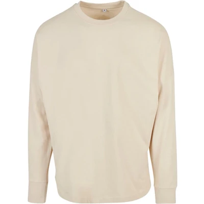 Afbeelding van Oversized herenshirt &#039;Cut Longsleeve&#039; met ronde hals Sand S