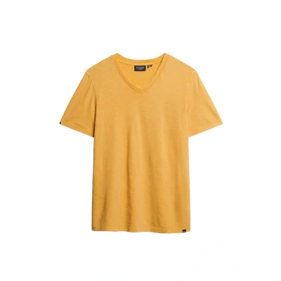 Afbeelding van Superdry Mannen Slub T shirt met V hals en Korte Mouwen Geel Grootte: Xxl