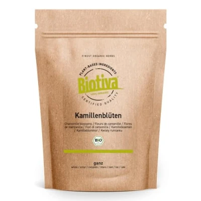 Afbeelding van Biotiva Kamillebloesem Thee Biologisch 1000g (2x500g) EU Teelt Biologische Kamillebloesems Kamillethee Gebotteld en gecontroleerd in Duitsland (DE ÖKO 005)