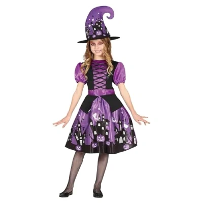 Afbeelding van Guirca Heks &amp; Spider Lady Voodoo Duistere Religie Kostuum Paarse Patsie Boem Meisje Paars 5 6 jaar Halloween Verkleedkleding