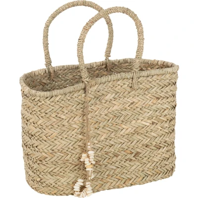 Afbeelding van J Line strandtas Schelpen jute naturel large