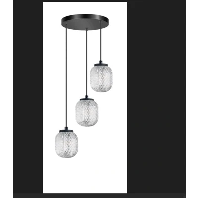 Afbeelding van ETH Ronde hanglamp Kristel 3 lichts zwart 05 HL4590 30