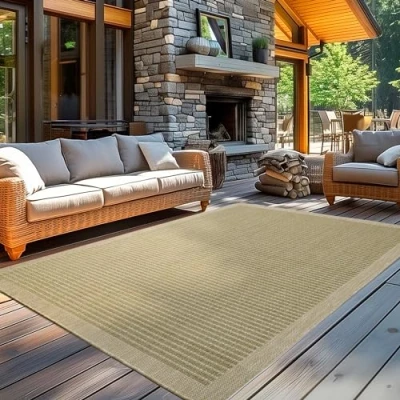 Afbeelding van Carpetsale24 Buitentapijt Weerbestendig Platgeweven Keukentapijt Balkon Tuin Patio Tapijt Groen 160 x 230 cm