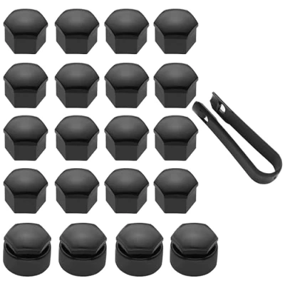 Afbeelding van LICQIC 17mm wielmoer covers, 20 stuks auto caps (16 Standaard Ones 4 Locking Ones), universele wielbout Covers met Removal Tool, zwart