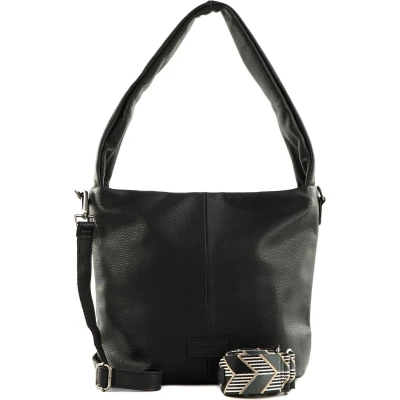 Afbeelding van FREDsBRUDER Leren Schoudertas Fosa Midi Hobo Bag Black Zwart