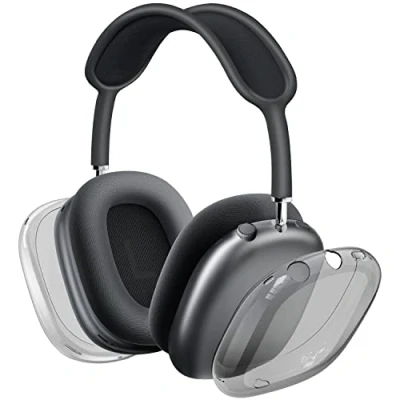 Afbeelding van VICHYIE Hoes voor Airpods Max, doorzichtige zachte TPU hoes, krasbestendig, transparante accessoires, beschermhoes Max hoofdtelefoons (kristalgrijs)