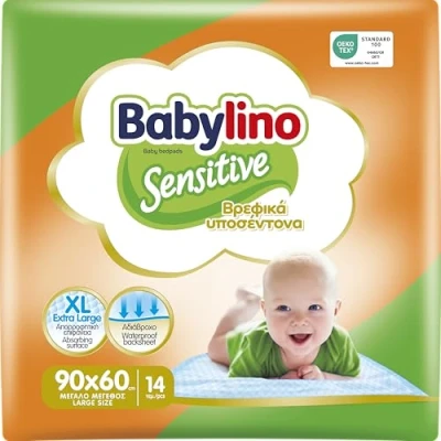 Afbeelding van Babylino Gevoelige wegwerp inlegzolen voor baby&#039;s, 90 x 60 cm, met extra absorptievermogen, 14 stuks