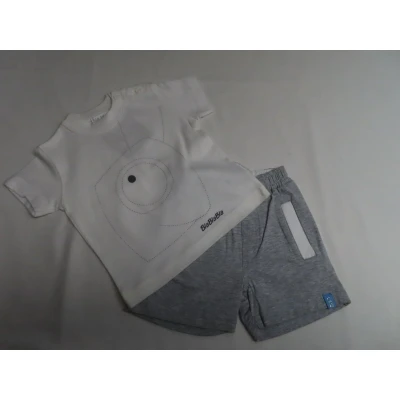 Afbeelding van Ensemble Jongens Witte t shirt + grijs shortje 6 maand 68