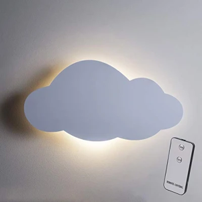 Afbeelding van Lights4fun Set van 2 LED wolken slaapkamer nachtlampje warm wit batterij aangedreven lamp kinderkamer decoratieve wandlamp wanddecoratie nachtlamp