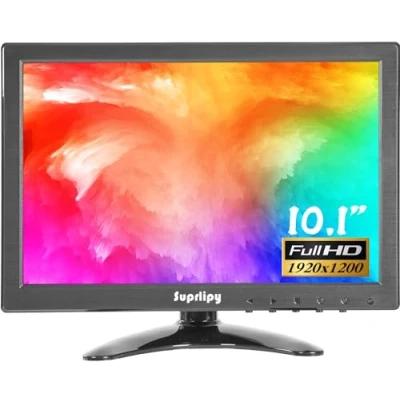 Afbeelding van Suprlipy 10 inch FHD kleine IPS Monitor LCD Scherm 1920x1200 60Hz 16:10 met BNC VGA AV Ingang Ingebouwde Lounspeakers voor CCTV Beveiligingscamera DVR PC STB Game Console