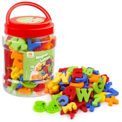 Afbeelding van Coogam Hoofdletters Kleine Magnetische Letters en Cijfers Voor Kinderen Wiskundige Symbolen A Z Alfabetmagneten Beste Educatief Speelgoed Voorschoolse Leerling Spelling Tellen (78 stuks)