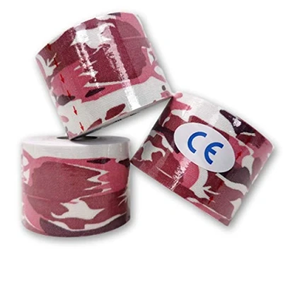 Afbeelding van LisaCare Kinesiologie Tape Physio voor knieën en lichaam latexvrij Set van 3 Camouflage Rood 5cm x 5m Rol (3 rollen rood)
