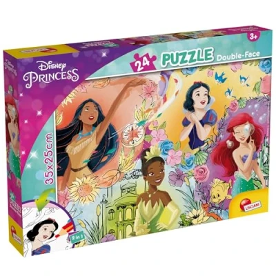 Afbeelding van LISCIANI Disney PRINSESSE Puzzel 24 Stukjes Voor Kinderen vanaf 3 jaar met Dubbele Kleurplaat Prinsessen zoals Pocahontas, Sneeuwwitje, Ariel en Tiana