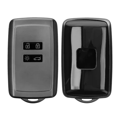 Afbeelding van kwmobile autosleutel hoesje geschikt voor Renault 4 knops Smartkey (alleen Keyless Go) hoes TPU behuizing Beschermende auto sleutel case Sleuteletui in mat zwart /
