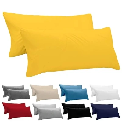 Afbeelding van Dreamzie Taie Pillow 40x145 cm (veel 2) 100% katoenen trui 150 gsm geel kussensloop 40 x 145 katoen resistent en hypoallergeen kussendeksel voor kussen