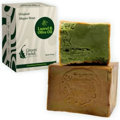 Afbeelding van GREEN FADEL Aleppo Zeep Original 1 x 200g, Olijfolie en Laurierolie, Kernzeep, Natuurlike Zeep, Soap, Handgemaakte, natuurlijke verzorging voor gezicht lichaam