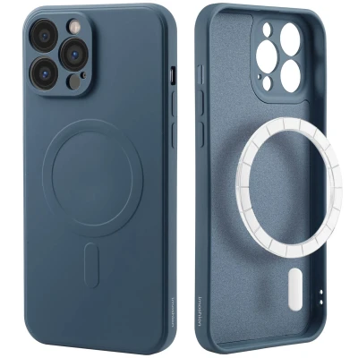 Afbeelding van Apple iPhone 13 Pro Max MagSafe Hoesje Siliconen en TPU (zacht) iMoshion Softcase/Backcover Donkerblauw Telefoonhoesje