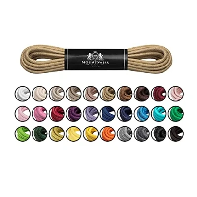Afbeelding van Mount Swiss Luxe schoenveters, waterafstotende en scheurvaste veters, rond, diameter 2 3 mm, van fijn katoen/gewaxt, voor zakelijke kleding leren schoenen, elegante lengte 45 120 cm,