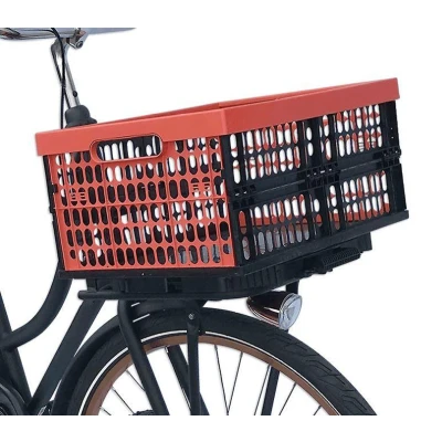 Afbeelding van Plates 4 Bikes fietskrat vouwbaar 32 liter rood/zwart 2 delig
