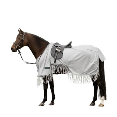Afbeelding van Waldhausen Vliegendeken Protect met franjes, zilvergrijs/grijs, 145 cm