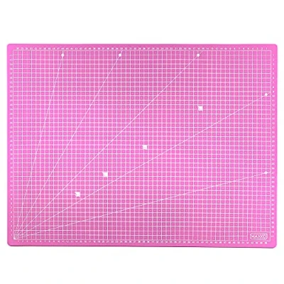 Afbeelding van MAXKO Snijmat 90 x 60 cm, roze, zelfherstellend, aan beide zijden bedrukt, metrische indeling, snijonderlegger, bureauonderlegger, A1, hoekafmetingen 15 graden