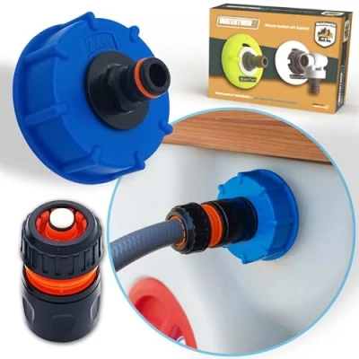 Afbeelding van MaJoCompTec® WATERTWIN Waterreservoir vuladapter, voor camper, caravan, wateraansluiting, accessoires, vuladapter compatibel met Gardena (bases set, adapter tankdeksel IG60 grove schroefdraad)