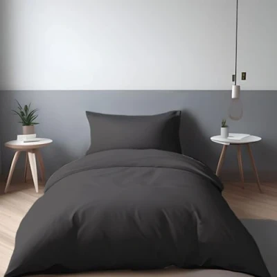 Afbeelding van LivinEase Geborstelde Microvezel 135 x 200cm Dekbedovertreksets 100 GSM Zwart Dekbedovertrek Met 1 Kussensloop (80x80 cm) Hotelkwaliteit Hypoallergeen, Onderhoudsvriendelijk en Comfortabel
