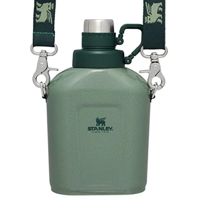 Afbeelding van STANLEY Legendary Classic Cantine waterfles 1,1 QT roestvrij stalen kantine met riem en lekvrij deksel vaatwasmachinebestendig BPA vrij