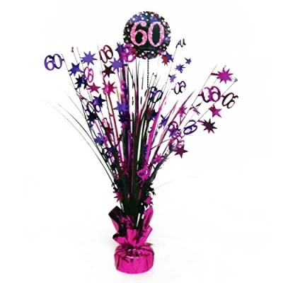 Afbeelding van Tafeldecoratie 60 jaar Sparkling Roze 46cm