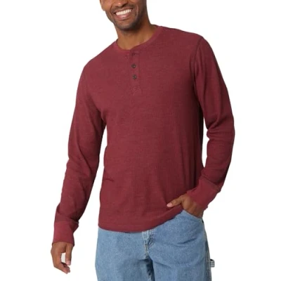 Afbeelding van Wrangler Authentics Men&#039;s Long Sleeve Waffle Henley overhemd voor heren, Cabernet, L
