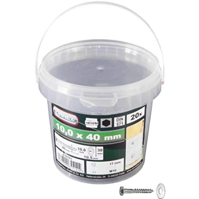 Afbeelding van Connex Zeskanthoutschroeven 10,0 x 40 mm 20 stuks zeskant aandrijving verzinkt voor alle houtverbindingen incl. sluitringen/sleutelschroeven/schroefemmer / B30161