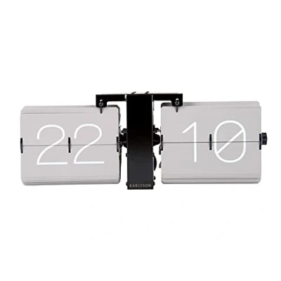 Afbeelding van Karlsson Flip Klok No Case Wandklok Staande Rechthoek Warmgrijs 36x8,5x14cm