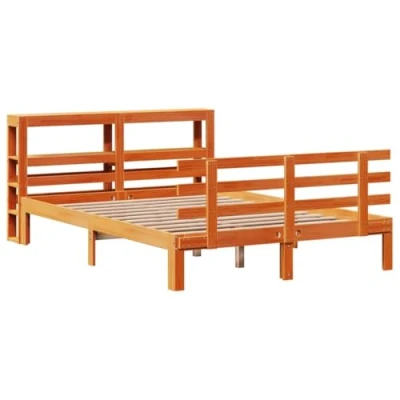 Afbeelding van vidaXL Bedframe met hoofdbord massief grenenhout wasbruin 160x200 cm