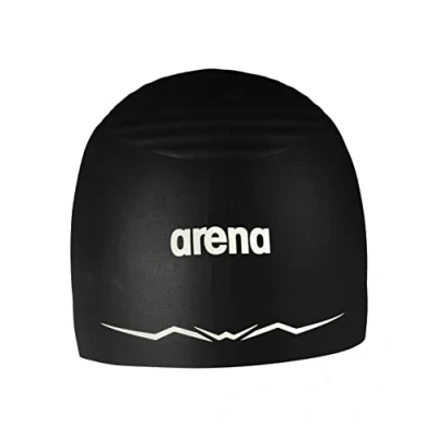 Afbeelding van Arena Aquaforce Wave Silicone wedstrijdbadmuts voor dames en heren, hydrodynamisch, presterend, concurrerend, intensief zwemmen, zwart, medium