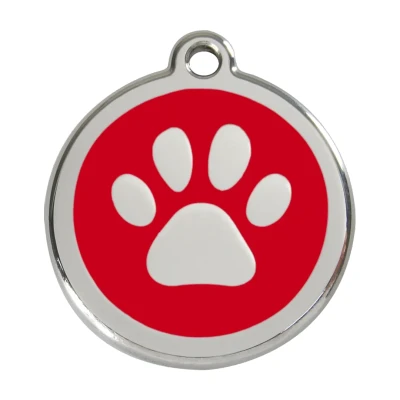 Afbeelding van Paw Print Red roestvrijstalen hondenpenning large/groot dia. 3,8 cm RedDingo
