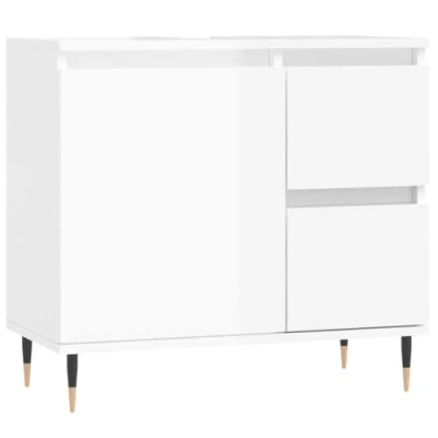 Afbeelding van vidaXL Badkamerkast 65x33x60 cm bewerkt hout hoogglans wit
